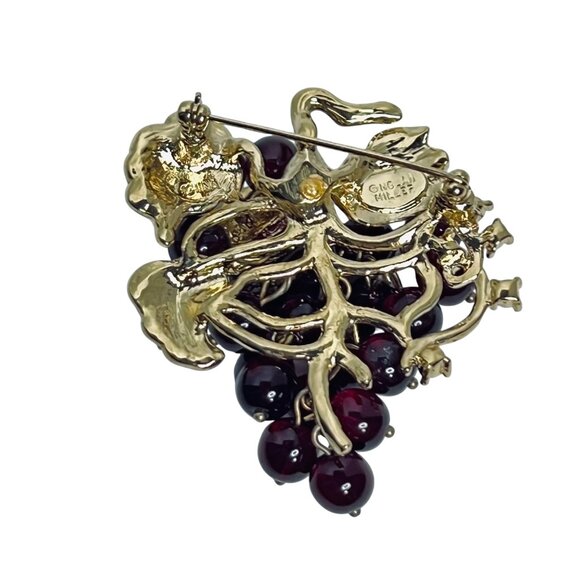 Nolan Miller Gold Tone Rhinestone And Grape Cluster Brooch (5964) - Picture 9 of 10